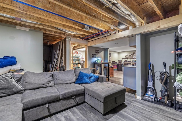 living room with wood finished floors