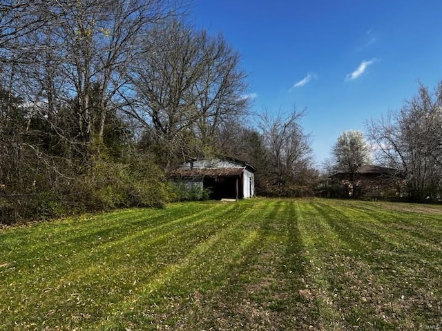 view of yard with an outbuilding