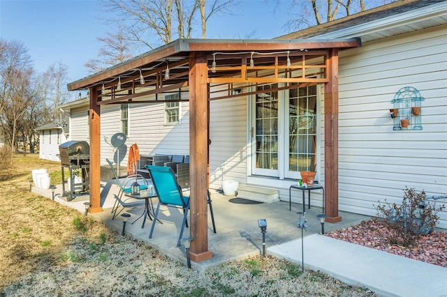 view of patio with area for grilling