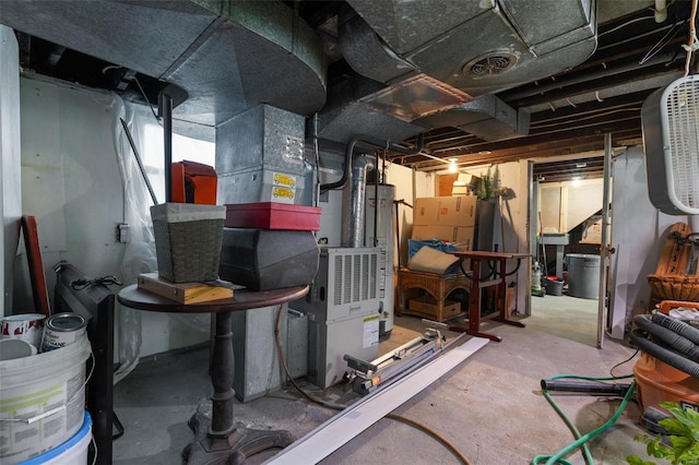 basement with gas water heater