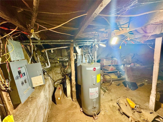 utility room featuring water heater