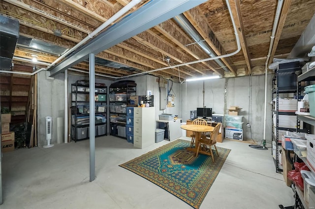 view of unfinished basement