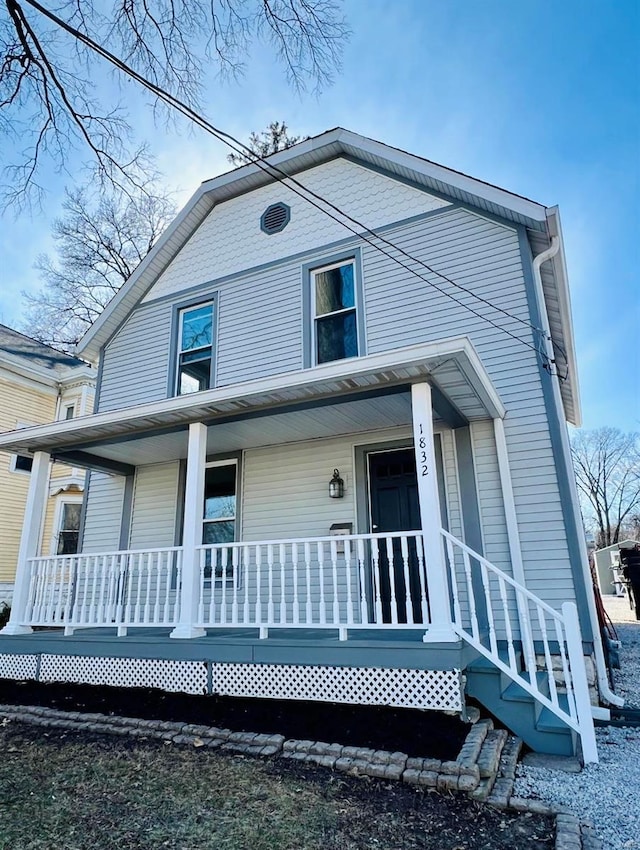 view of front facade featuring covered porch