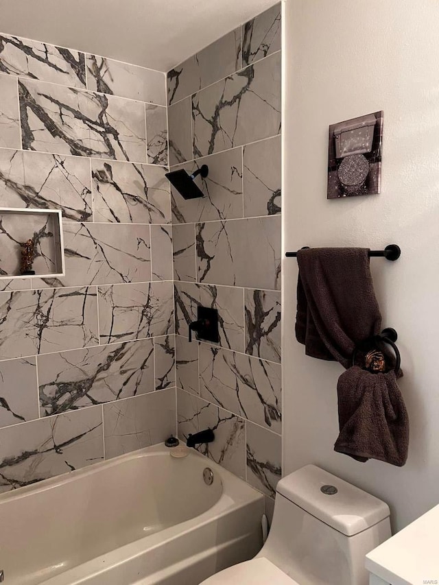 full bath featuring bathtub / shower combination and toilet