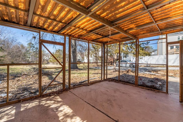 view of unfurnished sunroom