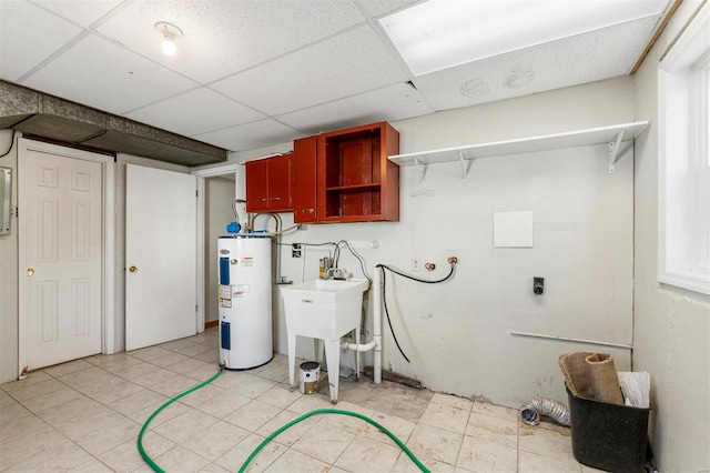 washroom with laundry area and electric water heater