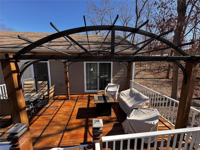 deck featuring a pergola