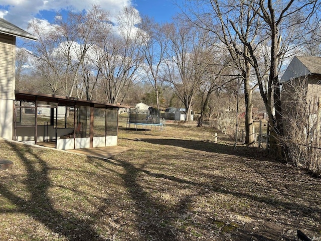 view of yard with a trampoline