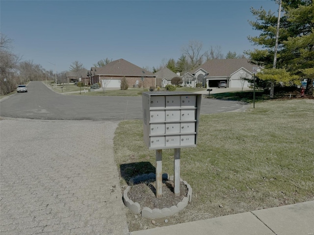 exterior details featuring mail area and a residential view