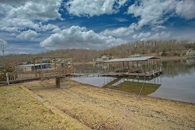 view of dock featuring a water view