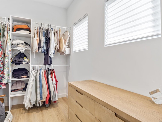 spacious closet with wood finished floors