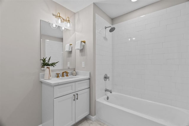 full bath featuring vanity and shower / washtub combination