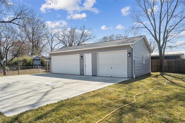 detached garage with fence