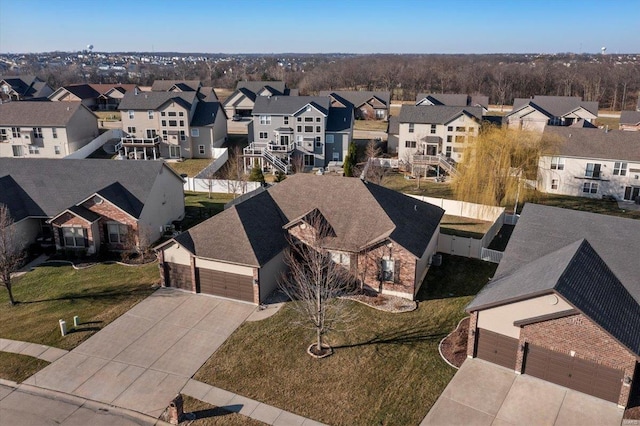 aerial view with a residential view