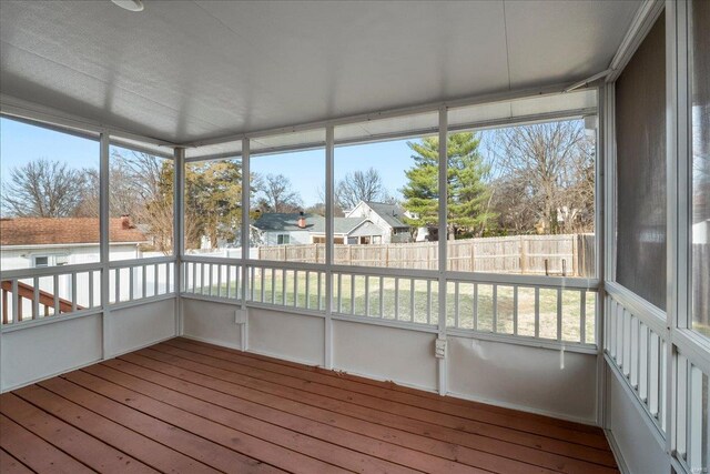 view of unfurnished sunroom