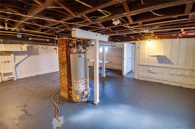 basement with gas water heater