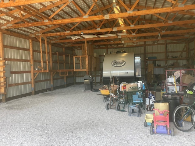 garage featuring metal wall