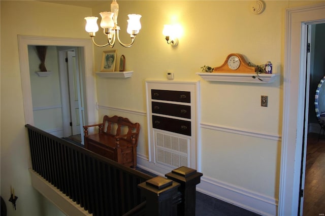 dining area featuring a notable chandelier