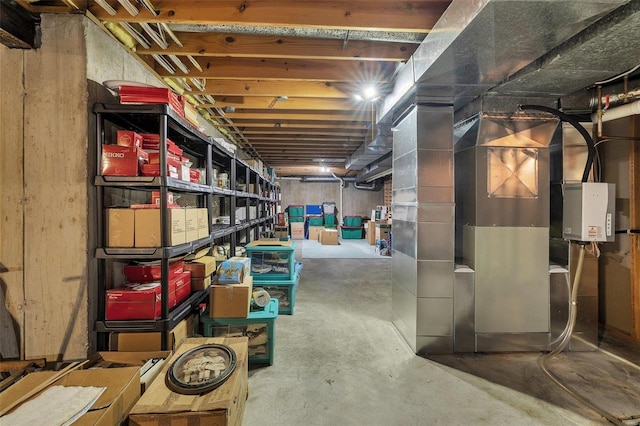 view of unfinished basement