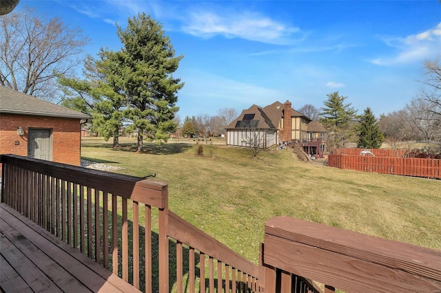 deck featuring a yard