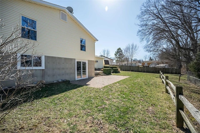 view of yard with a patio area and fence