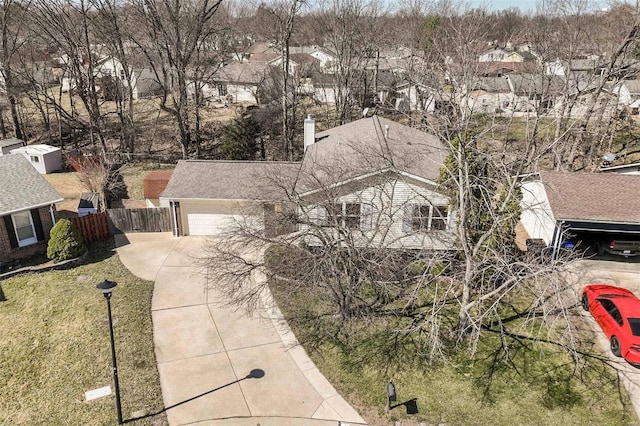 aerial view featuring a residential view