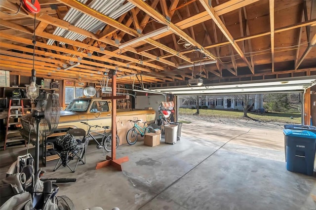 garage with a garage door opener