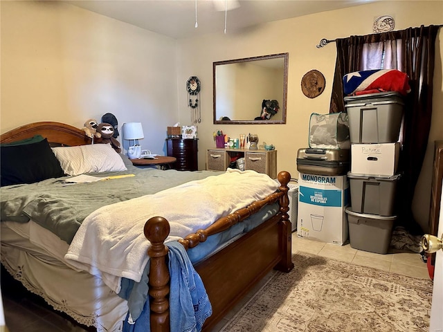 bedroom featuring light tile patterned floors