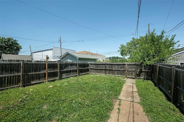 view of yard featuring a fenced backyard