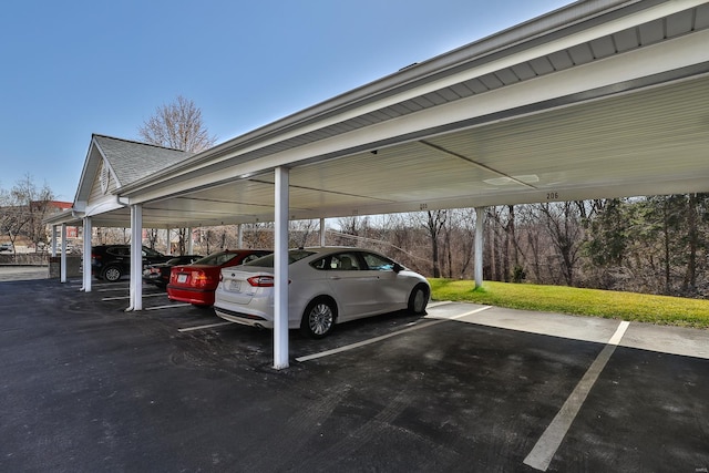 view of covered parking lot