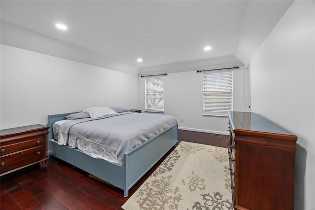 bedroom featuring recessed lighting, wood finished floors, and baseboards