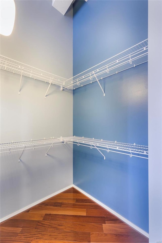 spacious closet with wood finished floors