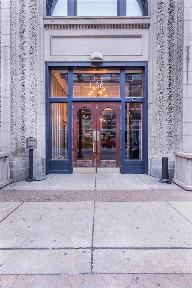 view of exterior entry with french doors