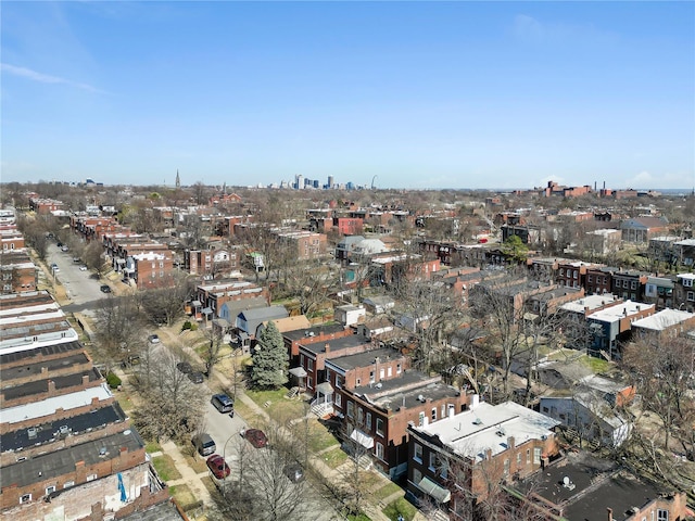 aerial view with a city view