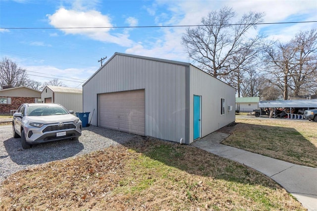 view of detached garage