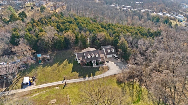 drone / aerial view with a view of trees