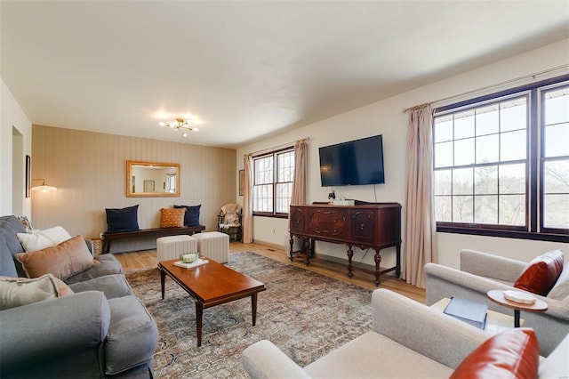 living area featuring wood finished floors