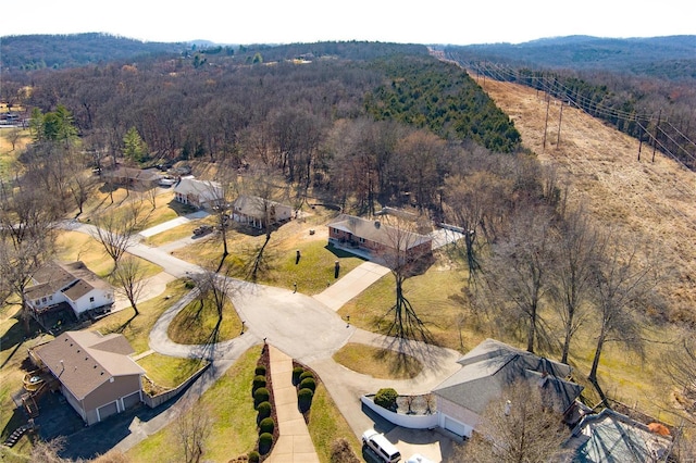 bird's eye view featuring a view of trees