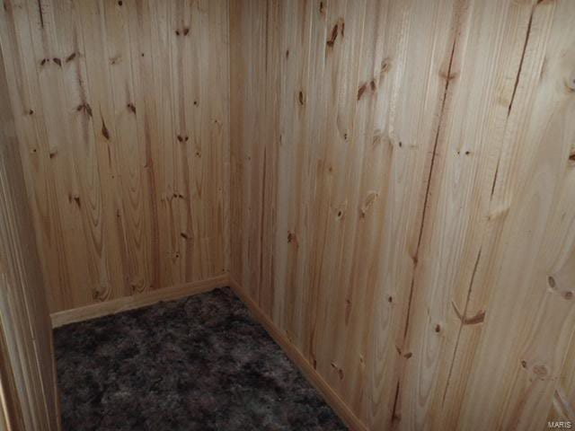 empty room featuring wooden walls