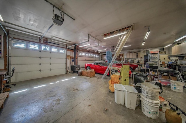 garage with a garage door opener