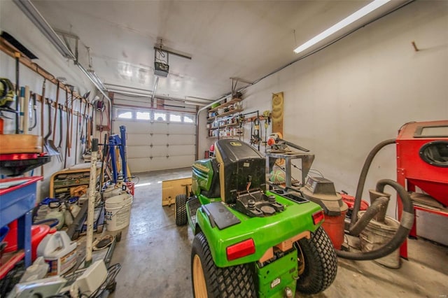 garage with a garage door opener