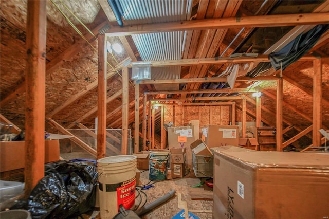 view of unfinished attic