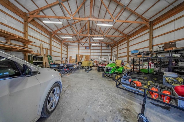 garage featuring metal wall