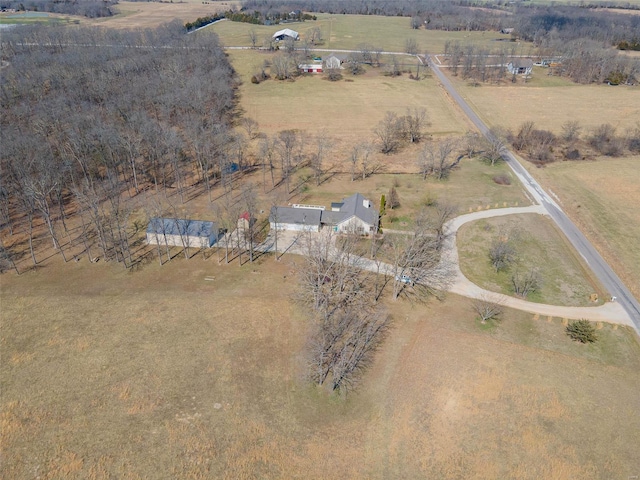 aerial view featuring a rural view