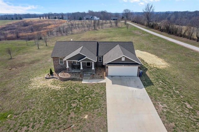 aerial view featuring a rural view