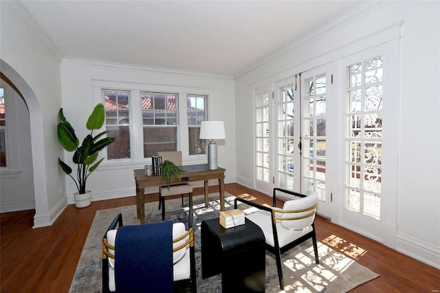 interior space featuring arched walkways