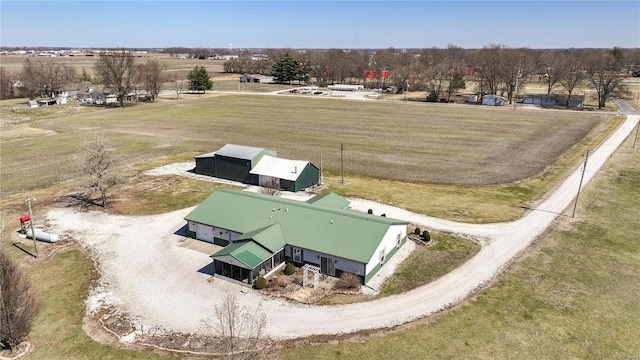 drone / aerial view featuring a rural view