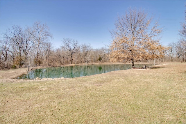 view of yard with a water view