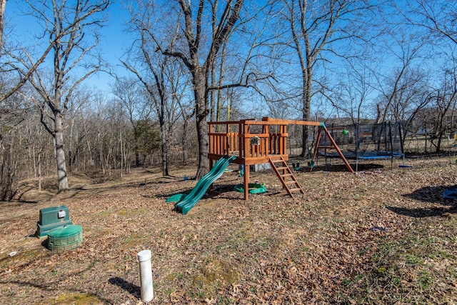 view of playground with a trampoline