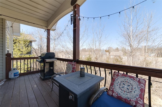 deck featuring grilling area